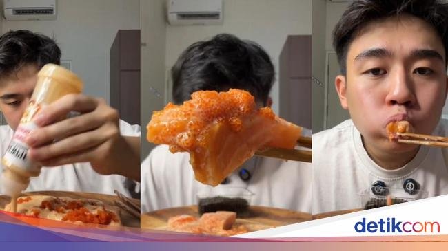 Makan Salmon Campur Tobiko dan Saus Wijen Jadi Tren di TikTok