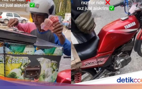 Bikin Salfok! Penjual Es Puter Ini Jualan Pakai Motor Yamaha RX-Z