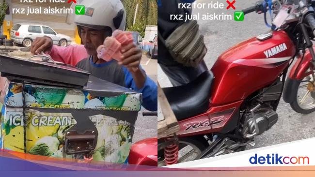 Bikin Salfok! Penjual Es Puter Ini Jualan Pakai Motor Yamaha RX-Z