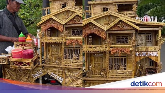 Kreatif! Gerobak Pentol Goreng Ini Berbentuk Rumah Mewah yang Artistik