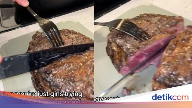 Masak Steak Pakai Wajan Besi, Wanita Ini Kaget Dalamnya Masih Mentah
