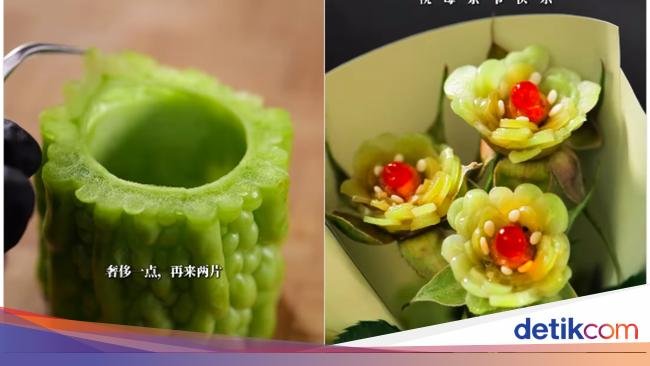 Potongan Pare Dikreasikan Jadi Hidangan Cantik Bentuk Buket Bunga