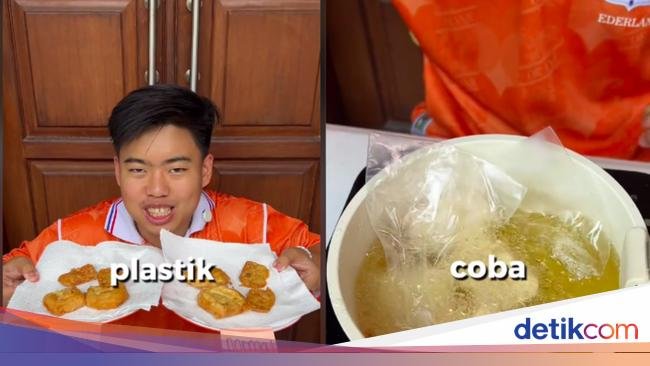Pria Ini Buktikan Goreng Tempe Pakai Plastik Jadi Lebih Renyah
