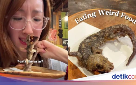 Ngeri! Konten Kreator Jepang Berani Makan Tokek Goreng Utuh