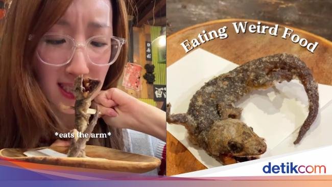Ngeri! Konten Kreator Jepang Berani Makan Tokek Goreng Utuh