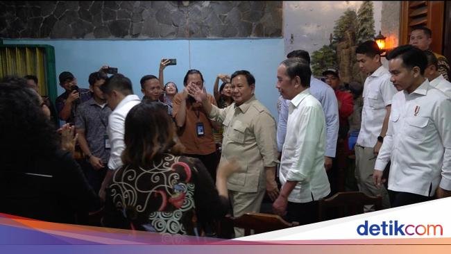 Momen Hangat Prabowo, Jokowi, dan Gibran Saat Makan di Bakmi Jowo Bu Citro