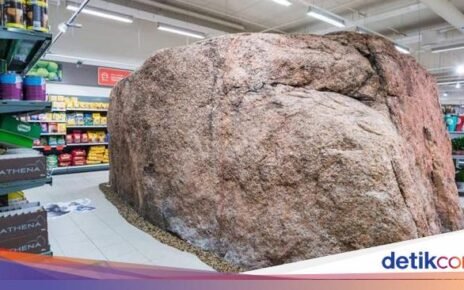 Unik! Penampakan Batu Besar Berusia Ribuan Tahun di Dalam Supermarket