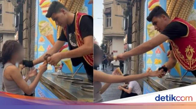 Pelecehan! Penjual Es Krim Turki Taruh Cone Es Krim di Dada Wanita