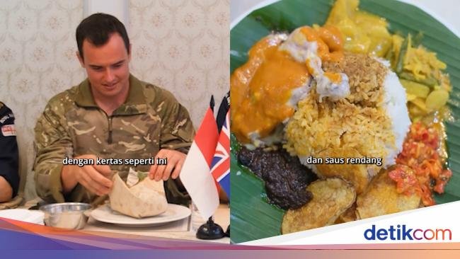 Prajurit Angkatan Laut Inggris Coba Nasi Padang, Lahap Makan Pakai Tangan