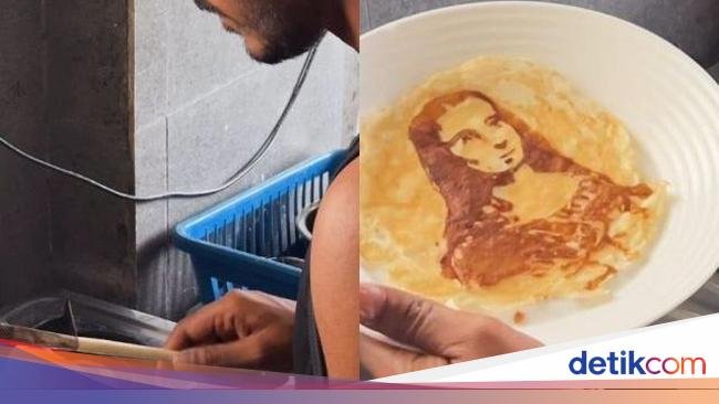 Keren! Pria Ini Buat Lukisan Mona Lisa di Atas Telur Dadar