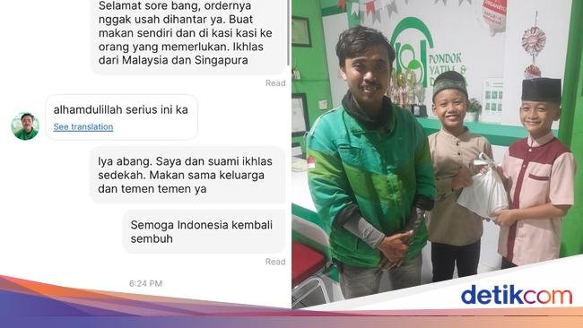 Dapat Makanan dari Warga Malaysia, Sopir Ojol Ini Berbagi ke Panti Asuhan