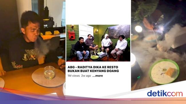 Momen Raditya Dika Ajak Teman Komika Makan di Resto Gastronomi Molekuler