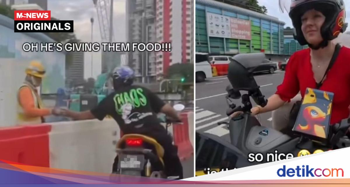 Mulia! Sopir Ojol Berikan Makanan Gratis ke Pekerja Konstruksi