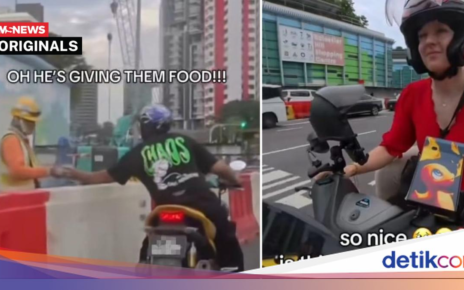 Mulia! Sopir Ojol Berikan Makanan Gratis ke Pekerja Konstruksi