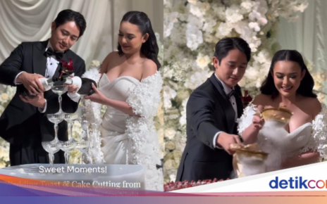 Tuang Champagne dan Cake Spesial Meriahkan Pernikahan Amanda Manopo